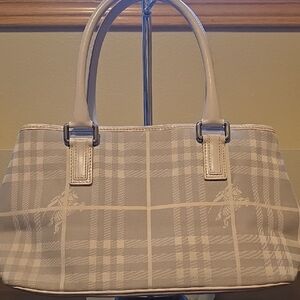 Burberry Cream and Gray Plaid Shoulder Bag